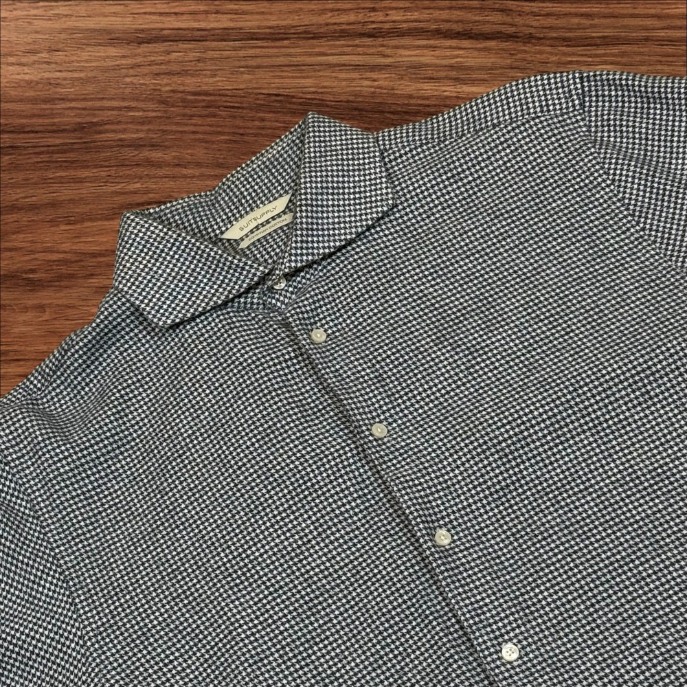 SUITSUPPLY Men's Houndstooth Egyptian Cotton Long Sleeve‎ Dress Shirt 17/43